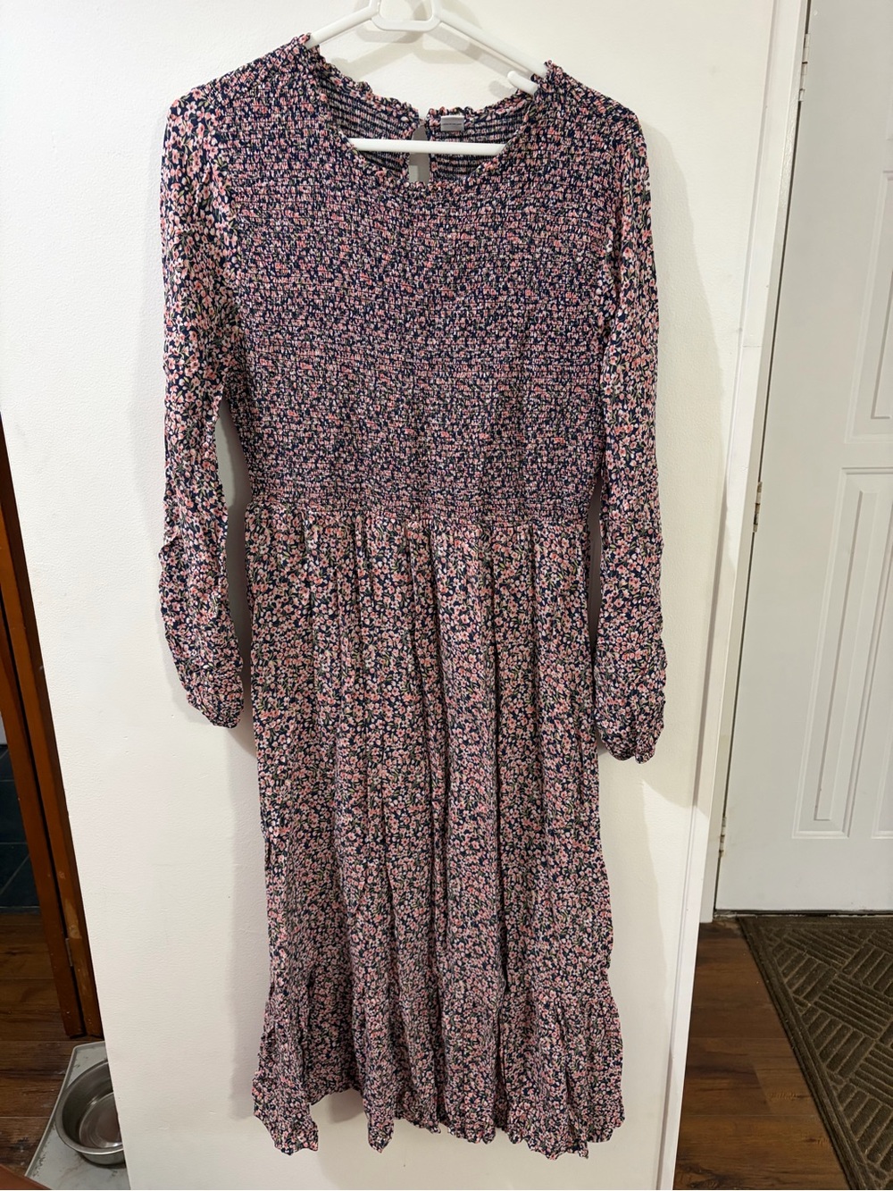 Old Navy Pink and Navy Floral Midi Dress